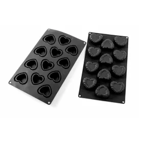 Szilikon Süti- és Mousse Forma, Szív minta, 12 részes