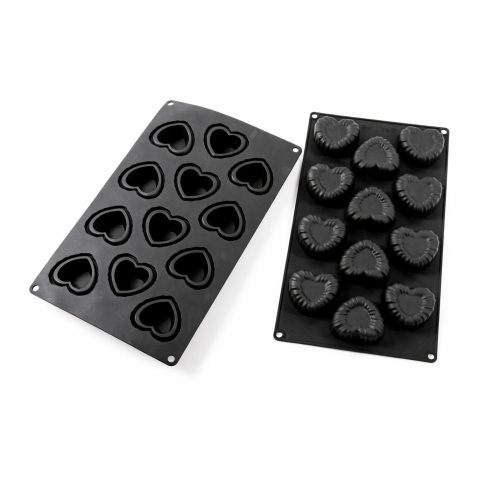 Szilikon Süti- és Mousse Forma, Szív minta, 12 részes
