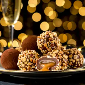 Sóskaramellás-mogyorós trüffelgolyók