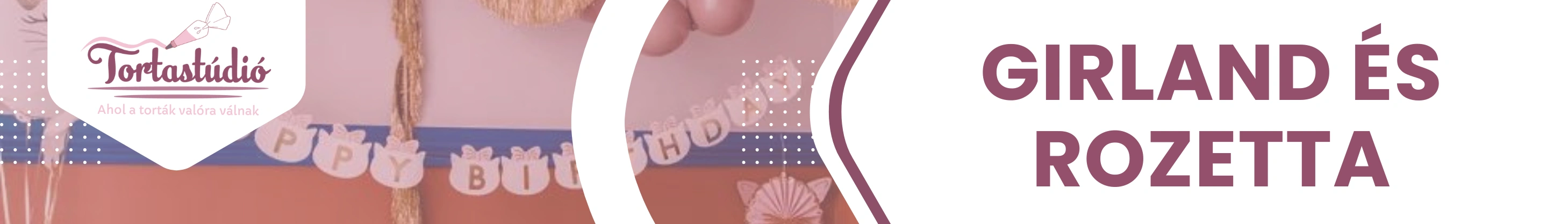 Girland és rozetták party helyszínek díszítéséhez