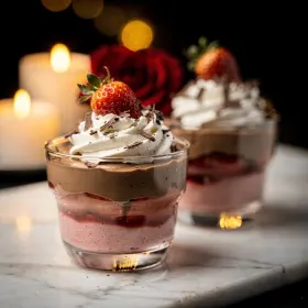 Eper-csokoládé mousse pohárdesszert